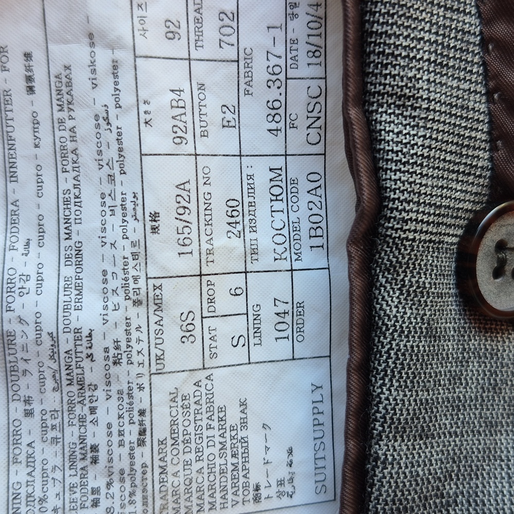 SUITSUPPLY Lazio Grey Modest Plaid S110s Wool Mens Sz‎ 36 S Slim Cut Sport Coat - Picture 8 of 9